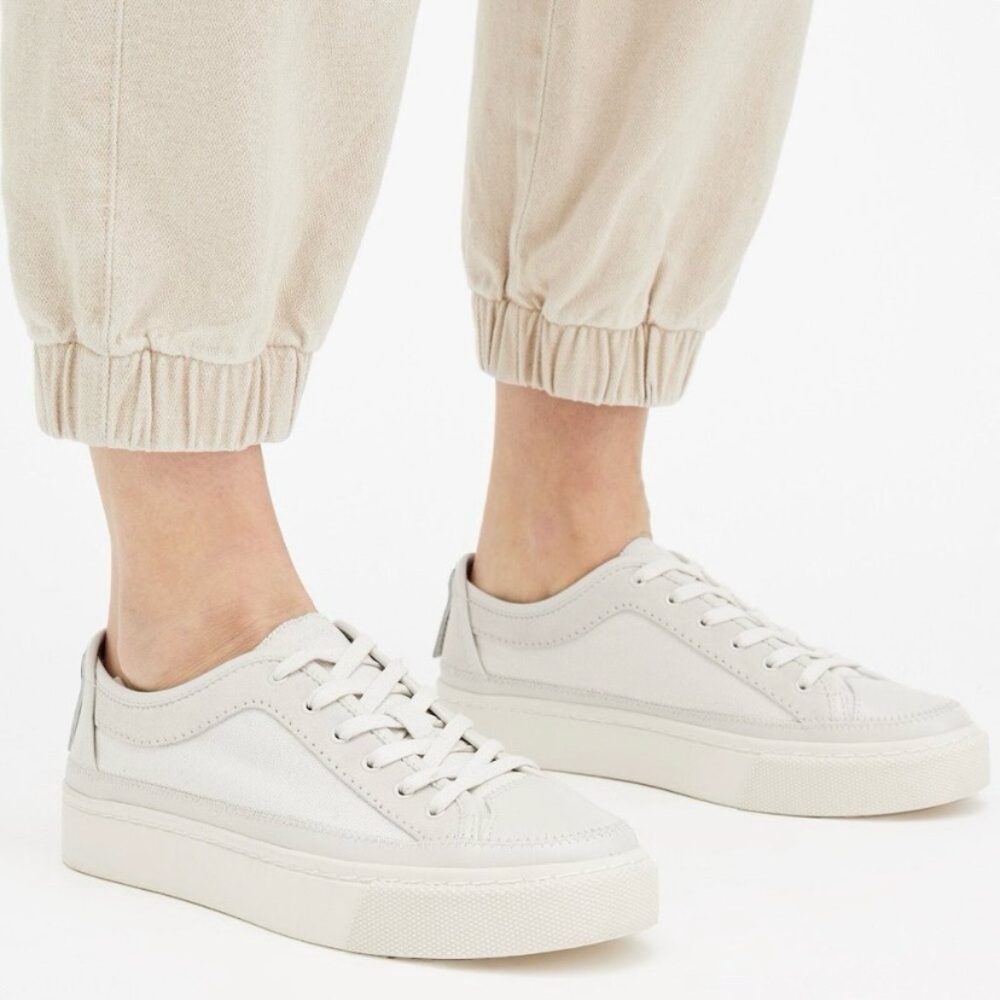 Never worn! AllSaints Milla suede platform sneakers, light gray Size 7
